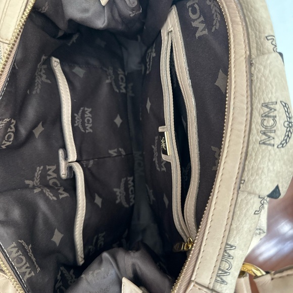 MCM Beige and Gold Satchel - Picture 7 of 9